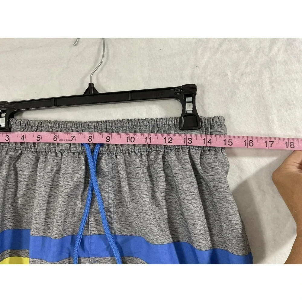 Dream Wave Swim Shorts Mens Medium Gray Striped Elastic Waist Mesh Lined Pockets